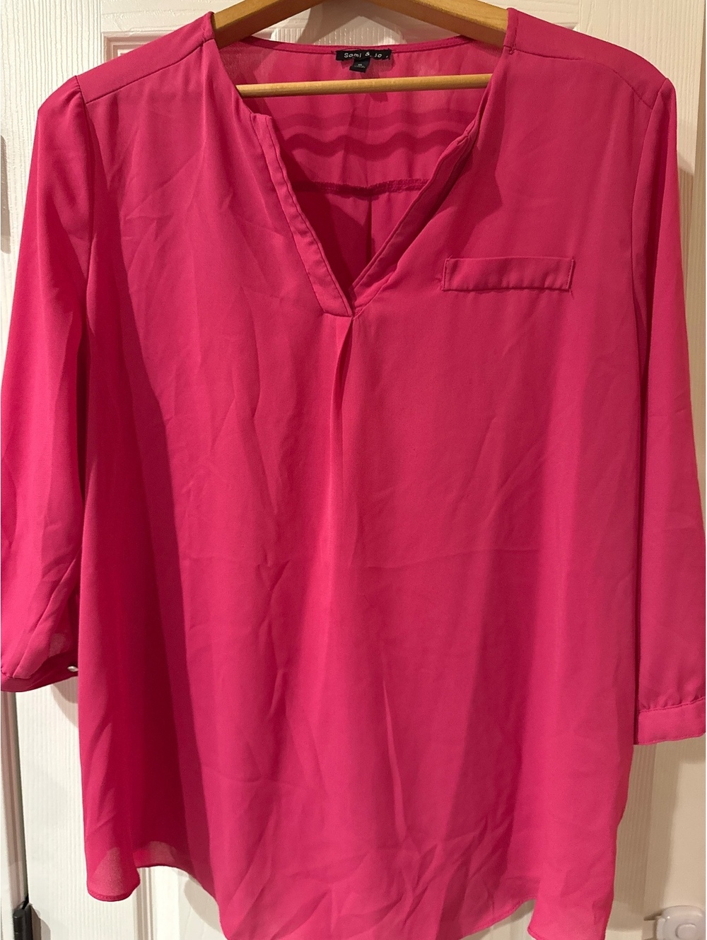 Sami & Jo Women's Pink V-Neck Blouse XL